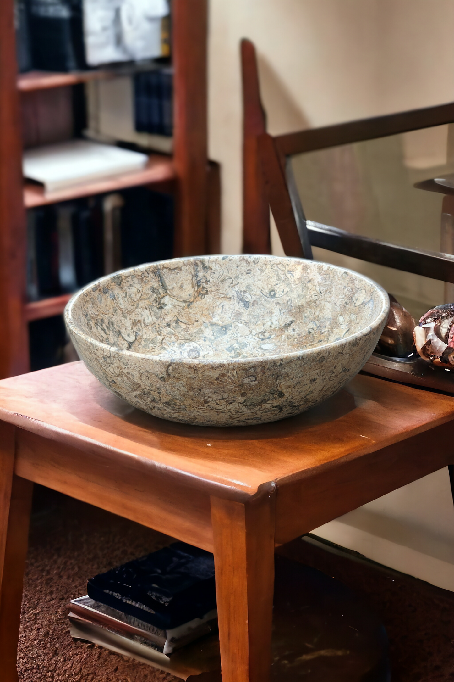 Fossil stone bowl