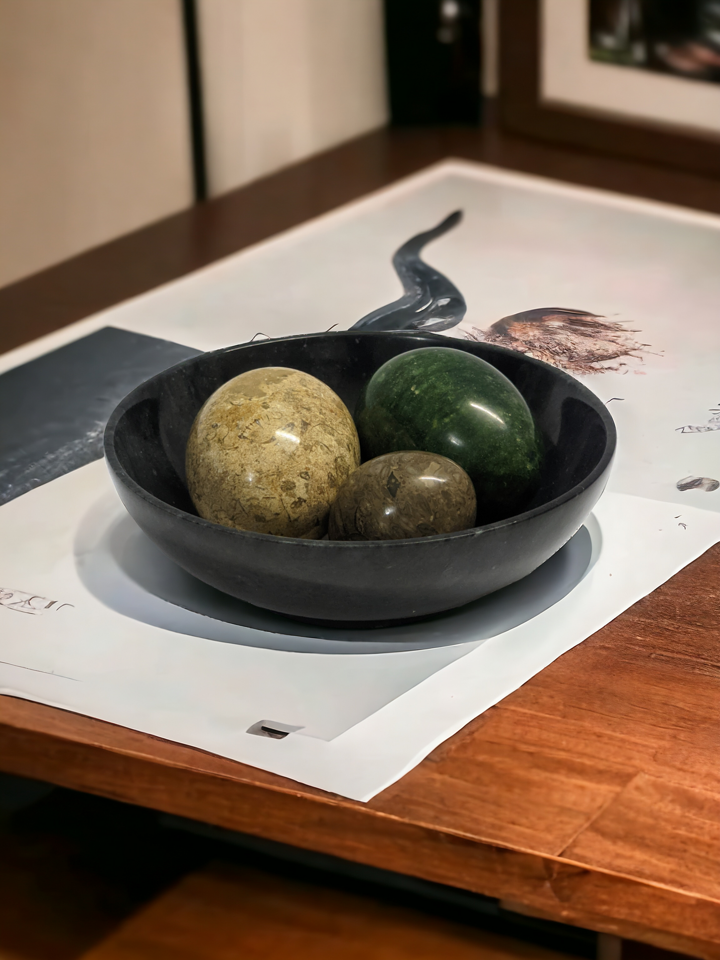 Black marble bowl